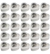 Thintinick 25-Pack 2oz Empty Heart Shaped Mini Metal Tins with Clear View Window Lids for Candle ...