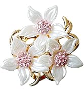 Merdia Brooch Pin for Women Stylish Flowers Brooch with Created Crystal 17.6g | Brooches and Pins...