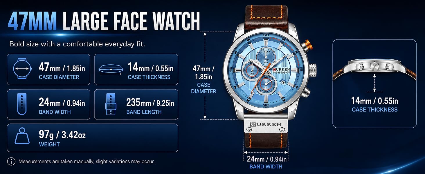 Mens Sport Military Analog Quartz Watch Chronograph Classic Casual Business Dress Waterproof Watch