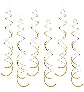 30 Pieces Gold Hanging Swirl Decorations Sparkle Golden Plastic Streamers Ceiling Decorations Wed...