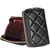 DORIS&JACKY Lambskin Leather Card Holder for Women Quilted Card Case Wallet | Small Designer RFID...
