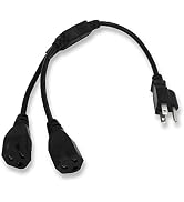 KUNCAN Power Cord Extension Y Splitter - 2 Way Outlet Adapter NEMA 5-15R to 1 NEMA 5-15P with 18A...