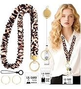 Stretchy Scrunchie Lanyard Teacher for ID Badges Keys with Retractable Badge Reel ID Holder Cute ...