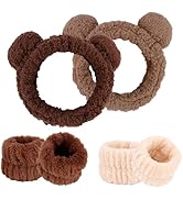 Canitor Bear Ears Spa Headband Wrist Bands Set for Washing Face Skincare Makeup Face Wash Cute Gi...