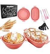 7Pcs Silicone Banneton Bread Proofing Basket Set, Sourdough Starter kit | Collapsible Silicone Ba...