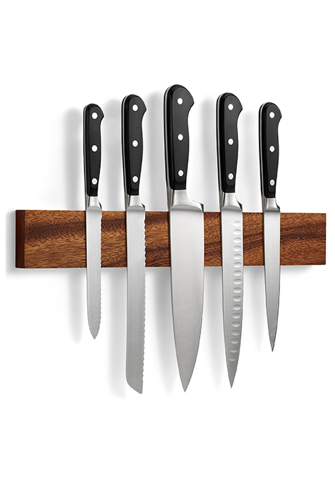 Magnetic knife holder in walnut