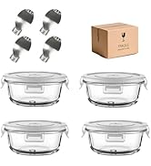 R.repad yay 1.5 Cup Round Glass Food Containers with Lids and Folding Spoon, BPA Free Small Round...