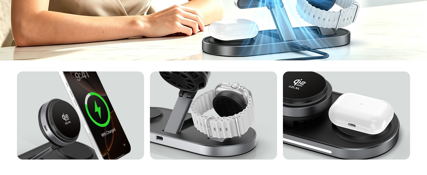 UZLNL 25W Foldable 3 in 1 Charging Station