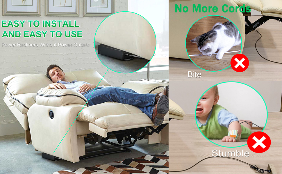 battery pack for reclining furniture