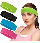 ONUPGO Sweatbands Set,Sports Headband for Men & Women,4 Pcs Cotton Sweat Head Bands, Moisture Wic...