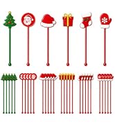 36 Pcs Winter Drink Stirrers Xmas Stir Stick Holiday Coffee Swizzle Stick Reusable Plastic Hot Co...