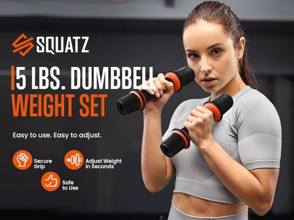 SQUATZ Dumbbell Weight Set - Adjustable Weight All-in-One Versatile Dumbbells for Women