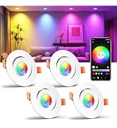 Smart 3 Inch LED Recessed Lighting, Ultra-Thin 60°Adjustable Downlight, 5W WiFi Compatible with A...