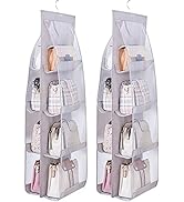 MURRI&MURRDI 2 Packs Hanging Handbag Organizer for Closet, Purse Storage Holder with 8 Easy Acces...