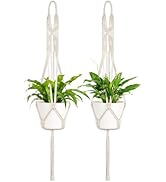 Mkono 2 Packs 43 Inch Macrame Plant Hanger Large for up to 12 Inch Pot Extra Long Hanging Plant H...