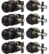 Brotima 4 Pack Keyed Alike Door Knob with Double Cylinder Deadbolt Lock Set, Oil Rubbed Bronze Do...