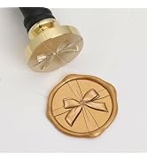 UNIQOOO 3D Relief Wax Seal Stamp, Ribbon Bow Brass Head with Wood Handle, Aesthetic Floral Sealer...