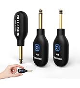 Wireless Guitar Transmitter Receiver 2.4GHz with 2 Modes, Upgrade Thumb-Size, Rechargeable Li-Bat...