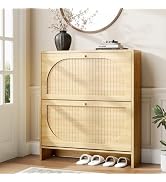 Nicetree Arch-Chic Shoe Cabinet for Entryway, Modern Mid-Century Shoe Storage Cabinet with Fluted...