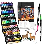 Halobios 120 Colors Dual Brush Marker Pens, Art Markers with Fine and Brush Tip Coloring Markers ...