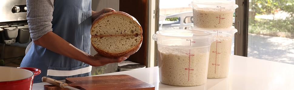 Successful Sourdiugh baking with translucent bread buckets