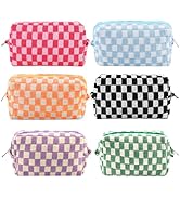 ZLFSRQ 6Pcs Checkered Pencil Case Cute Pencil Pouch for Teens Checkered Makeup Bag Colorful Mediu...