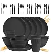 Kitchen Wheat Streaw Dinnerware Sets, Wheat Straw Plates and Bowls Sets, College Dorm Dinnerware ...