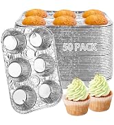 LDHHYH 50 Pack 6-Cup Aluminum Muffin Pans, Disposable Muffin Tins for Baking, Standard Size Cupca...