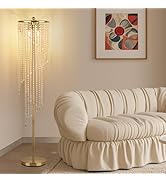 QiMH Gold Floor Lamps for Living Room, 63" Tall Lamp for Corner, Modern Floor Lamp with Double-La...