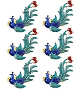 Kichvoe Jeweled Napkin Rings Set of 6 Vintage Metal Crystal Rustic Peacock Napkin Ring Holders fo...