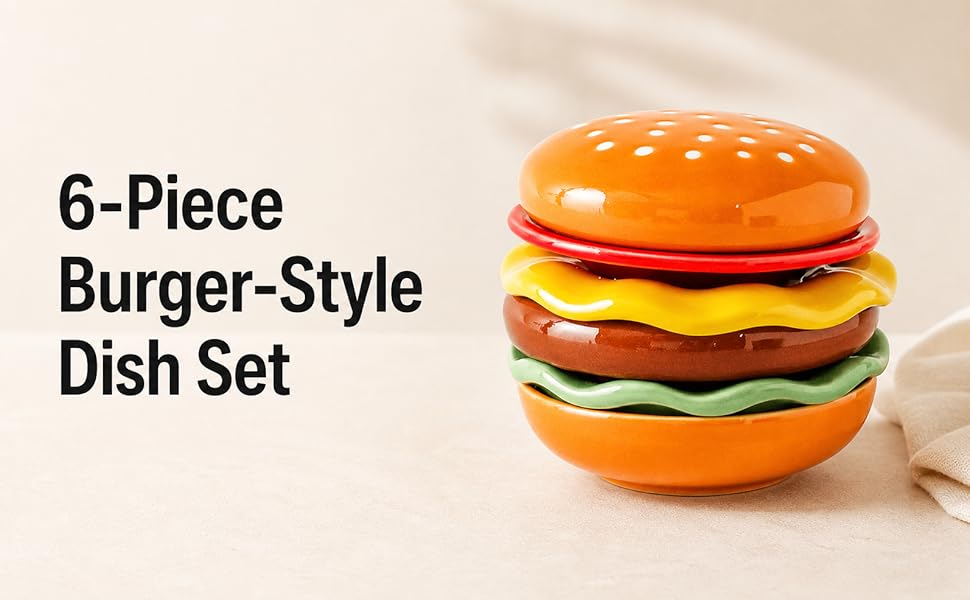 Ceramic hamburger condiment dish set