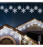 Christmas Snowflake Lights with 10 Drops, 9ft 150 LED Twinkling Cool White Icicle Christmas Light...
