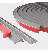 39 Inch Collapsible Shower Threshold Water Dam Barrier,Self Adhesive Silicone Shower Water Bathtu...