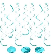 24 PCS Teal Hanging Swirl, Sparkle Ceiling Hanging Decorations, Plastic Streamer Party Decoration...
