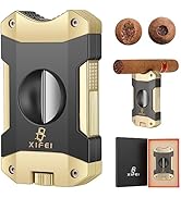 XIFEI Cigar Cutter V-Cut,3 in 1 V Cutter with Cigar Punch Cigar Stand Sharpest 440 Stainless Stee...