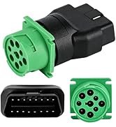 FRCVESNG OBD2 16 Pin Male to Type 2 Green 9 Pin J1939 Female Adapter Fit for Heavy Duty Truck Dia...