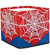 Ackutea Red Spider Web Storage Cubes Bins, 13 Inch Collapsible Fabric Organizer Baskets Box with ...