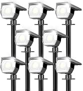 Peasur 8 Pack Solar Spot Lights Outdoor Waterproof, Landscape Spotlights | Cool White, Solar Powe...