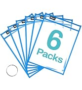 SUNEE 6 Packs Oversized Reusable Dry Erase Pocket Sleeves with Ring, Blue 10x14 Ticket Holders, C...