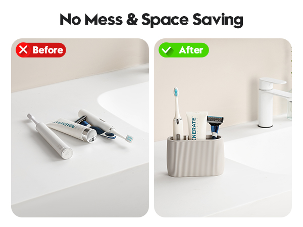 beige 2 Slot Toothbrush and Toothpaste Holder
