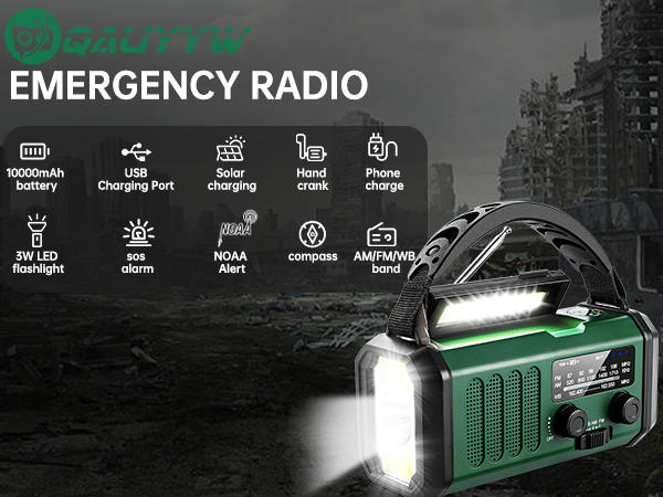 hand crank radio flashlight cell phone charger