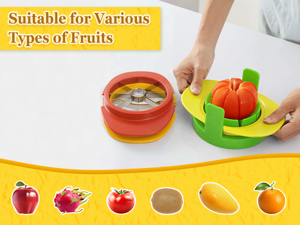 Fruit Cutter Slicer, 4 in 1 Apple Slicer with Vegetable Peeler & Cleaning Brush Mango Cutter