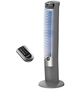 Lasko Oscillating Tower Fan with Remote, Quiet Floor Fans for Bedroom, 42", Silver T42951
