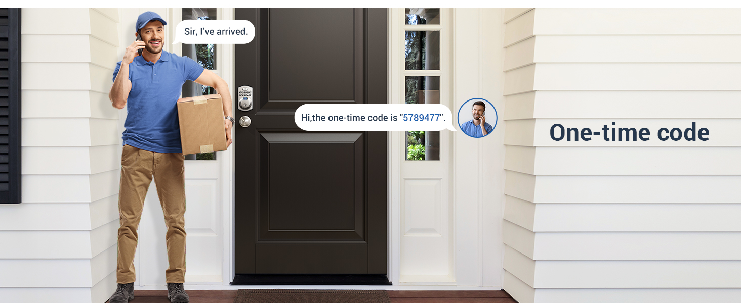 front door lock set with Temporary one time codes for Delivery person?Cleaners