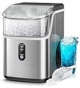 Kismile Nugget Ice Makers Countertop,Portable Ice Machine with Crushed Ice, 35lbs/Day,Self-Cleani...