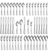 PHILIPALA 40 Piece Silverware Set, Stainless Steel Flatware Set for 8 Food Grade Cutlery Utensil ...