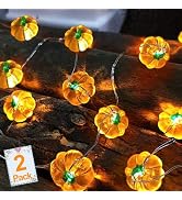 TURNMEON Fall Decor 2 Pack 3D Halloween Pumpkin Lights Fall Thanksgiving Decorations Total 20Ft 4...