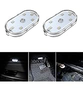 2 PCS Car Led Lights Interior,White Ambient Lighting Car Interior,USB Rechargeable Car Interior R...