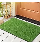 LINLA Artificial Grass Door Mat, 32x20 inches Outdoor Rug Synthetic Fake Dog Grass Mat Turf Water...