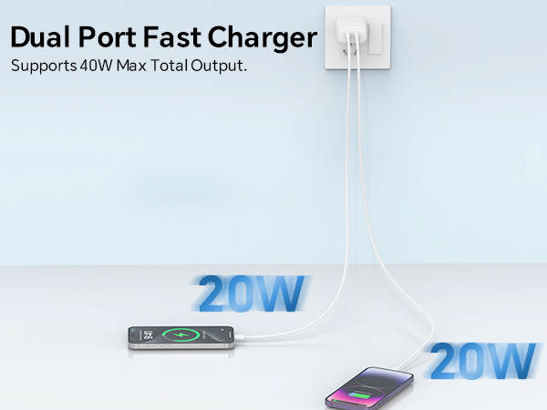 dual port fast charger supports 40w max total output